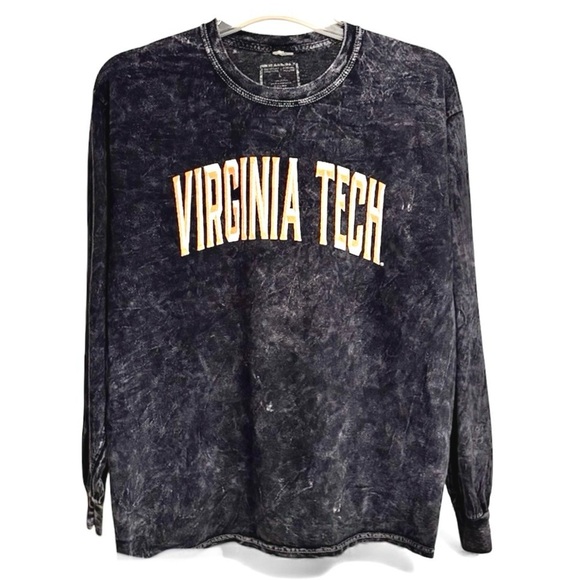 gameday couture Tops - Virginia Tech Mineral Wash Gray Long Sleeve Tee Shirt Unisex Large Crew Neck
